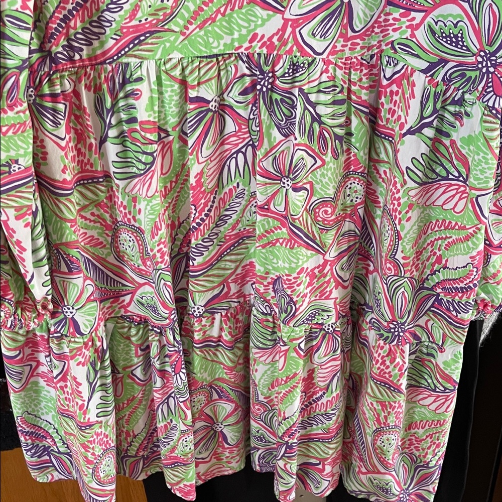 Stellar Parker Women’s Medium Long Sleeve Pink Green Purple Floral - Picture 9 of 9